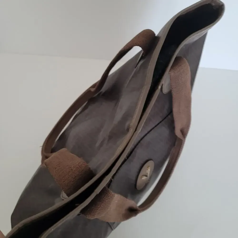 Mario Valentino Vintage Designer Tote Bag Handbag Large Travel Brown Unisex Logo
